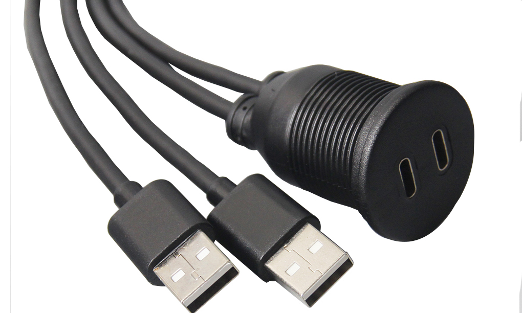 Dual USB 2.0 A to USB C Socket