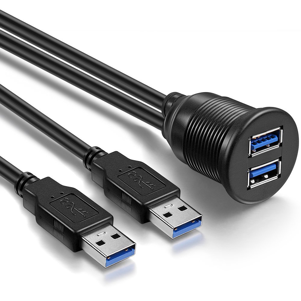 Dual USB 3.0 Male to Female Dashboard Cable