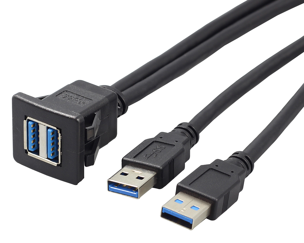 Dual USB 3.0 Square panel mount cable